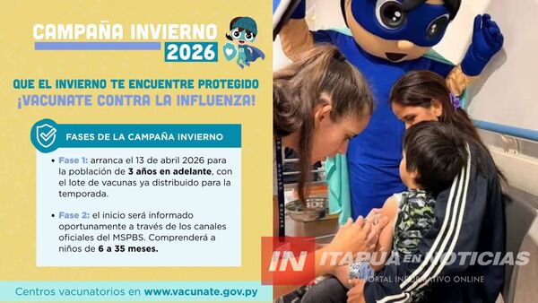INTENSIFICAN CAMPAÑA DE VACUNACIÓN CONTRA LA INFLUENZA EN ITAPÚA