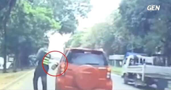 Diario HOY | Agente de la Caminera rompe el espejo de un vehículo en pleno procedimiento