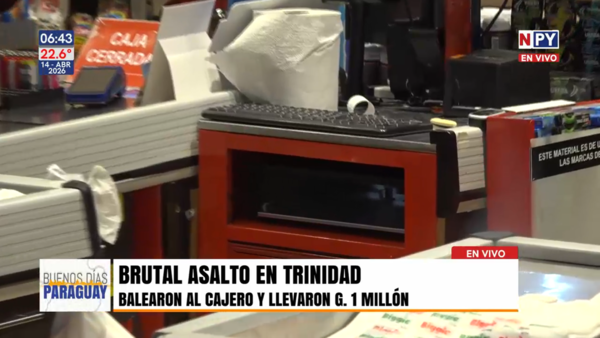Cajero herido de bala durante violento asalto a minimercado en Asunción