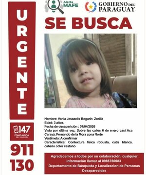 Intensa búsqueda de una niña de 3 años en Fernando de la Mora