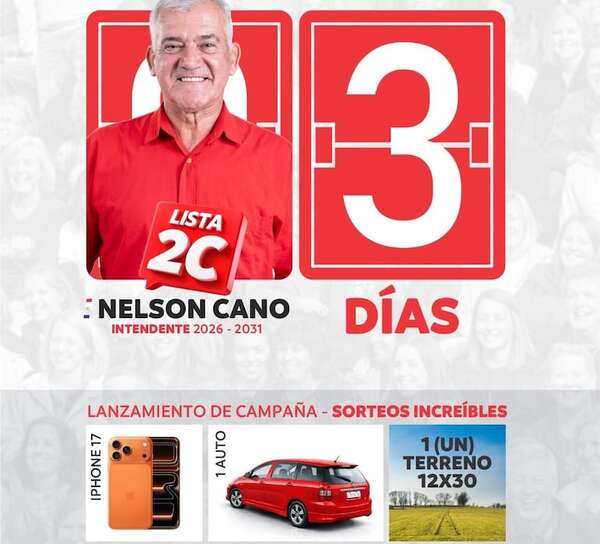 Sorteos de auto, terreno y celulares: el  ostentoso lanzamiento de campaña del intendente cartista en Hernandarias - ABC en el Este - ABC Color