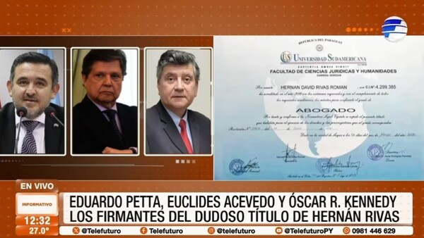 Petta, Acevedo y Óscar Rodríguez Kennedy firmantes del dudoso titulo de Rivas