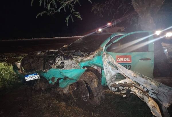 Funcionarios de la ANDE salen ilesos tras colisión con caballo en Yby Yaú