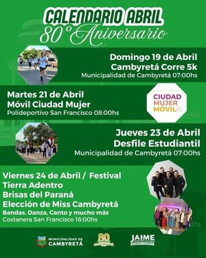 Cambyretá celebrará su 80° aniversario con un gran festival comunitario