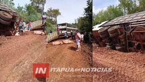  CAMIÓN VOLCÓ EN CAMINO VECINAL DE ALTO VERA Y DEJÓ CUANTIOSOS DAÑOS MATERIALES