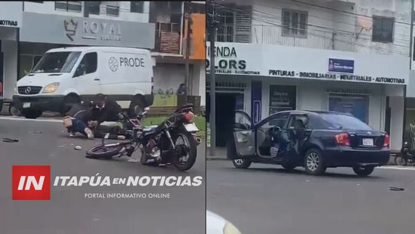 COLISIÓN ENTRE AUTOMÓVIL Y MOTOCICLETA DEJA UN HERIDO EN ENCARNACIÓN
