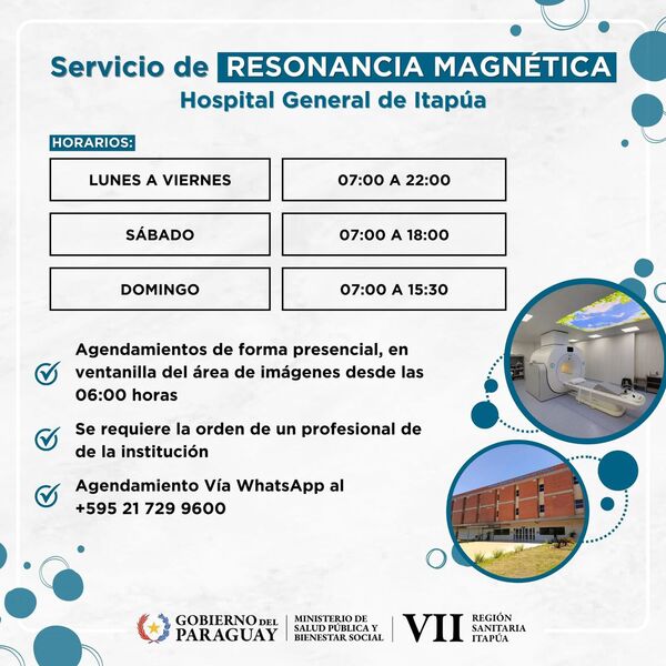 El Hospital General de Itapúa extiende su horario en resonancia magnética para optimizar la atención