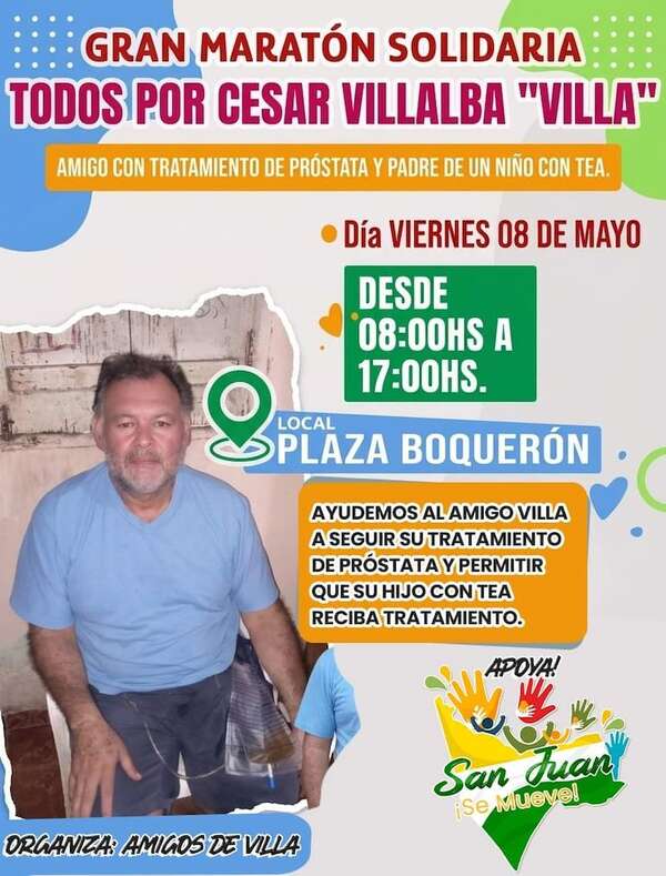 Realizarán maratón solidaria a César Villalba, quien iba a rifar su casa - Nacionales - ABC Color