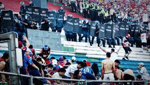 [VIDEO] Hinchas cerristas culpan a la policía y cascos azules de haber empezado el guyryry