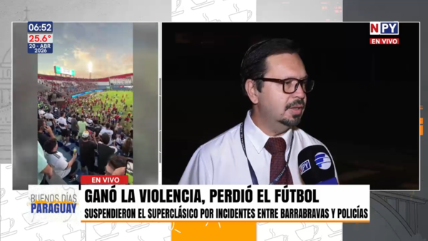 Violentos incidentes obligan a suspender el partido entre Olimpia y Cerro Porteño
