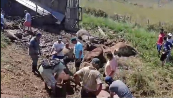 Accidente de camión termina en faena masiva