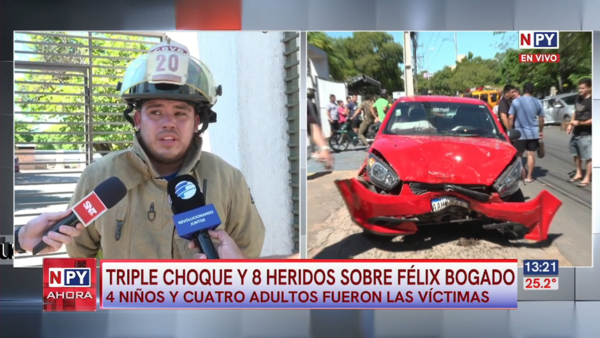 Ocho heridos tras violento triple choque en Avda. Félix Bogado
