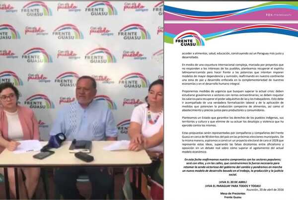 El Frente Guasu propone un "nuevo modelo de desarrollo" ante el agotamiento de la economía actual