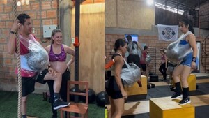Baby Shower en el gym: Entrenaron con “panzota” para mimar a la compañera