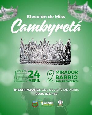 Cambyretá festeja sus 80 años con un gran festival cultural y elección de Miss 2026