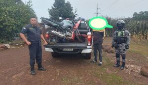  RECUPERAN MOTOCICLETA ROBADA Y APREHENDEN A PRESUNTO AUTOR EN BELLA VISTA