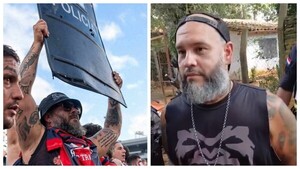 "¿Querés llorar?": Así fue la detención del barrabrava que mostró escudo policial como trofeo