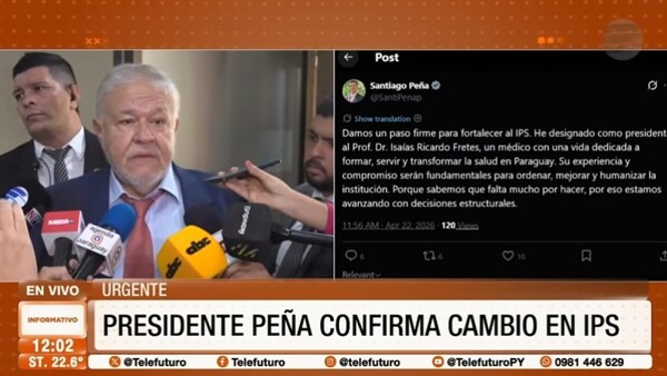 Peña confirma cambio en IPS