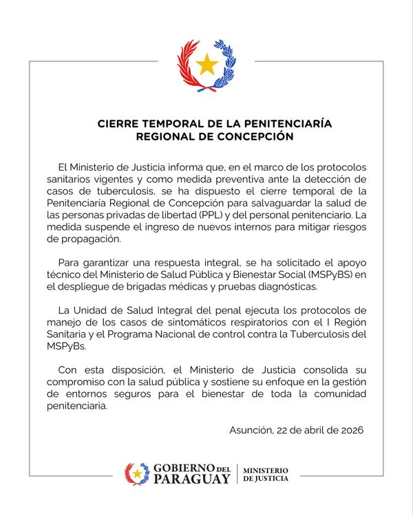 Cierre temporal de la Penitenciaría Regional de Concepción por brote de tuberculosis - Concepción al Día