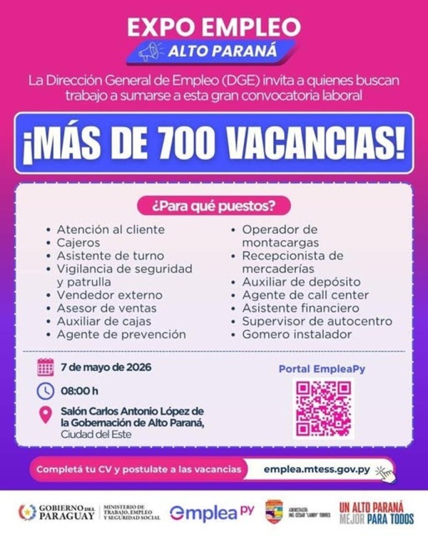 Expo Empleo ofrecerá más de 700 vacancias laborales en Ciudad del Este - ADN Digital