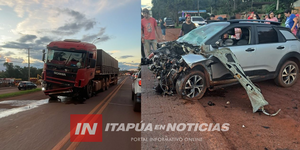 COLISIÓN ENTRE CAMIÓN Y AUTOMÓVIL DEJA HERIDOS EN MARÍA AUXILIADORA