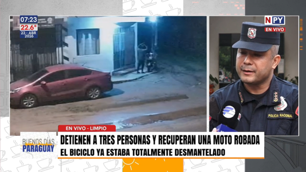 Tres detenidos en operativo contra banda que desarmaba motos robadas en Limpio