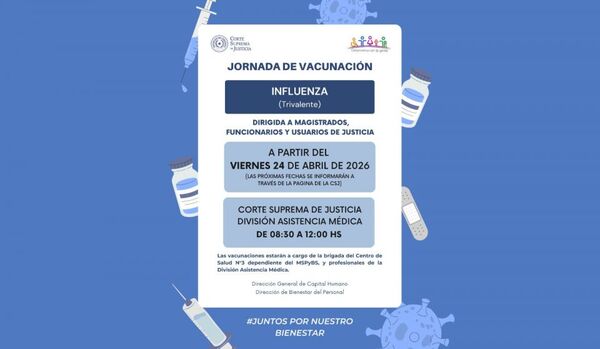 Jornada de vacunación contra la influenza en el Palacio de Justicia de Asunción