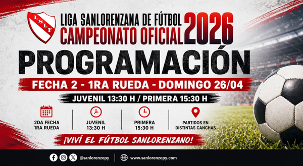 Liga Sanlorenzana: así se jugará la fecha 2 del Campeonato Oficial 2026 este domingo 26 de abril » San Lorenzo PY