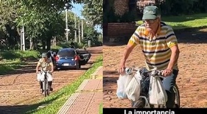 Adulto mayor de 84 años recorre en bicicleta cada día