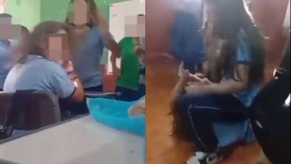 Terrible pelea en la escuela: alumna golpea a su compañera en medio del aula