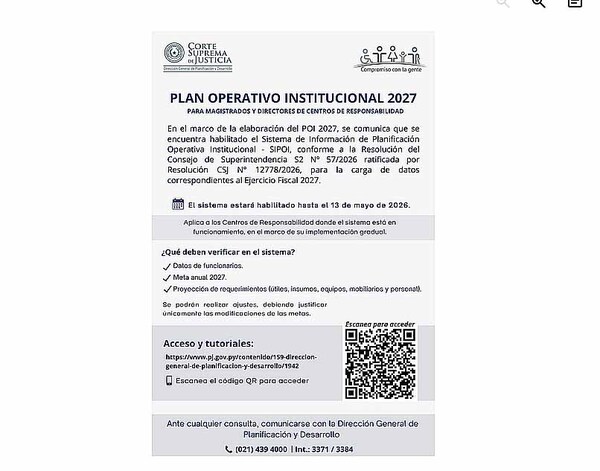 Habilitan SIPOI para cargar datos hasta el 13 de mayo de 2026