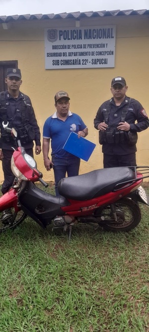 Recuperan motocicleta denunciada como hurtada en Yby Yaú - Concepción al Día