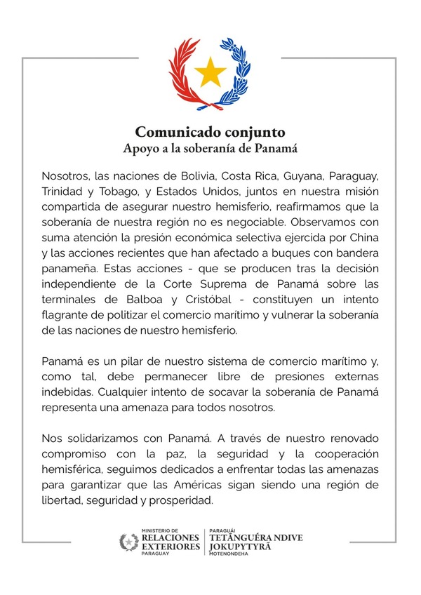 Paraguay se suma a países que denuncian presión de China sobre Panamá - ADN Digital