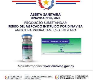 Dinavisa dispuso retiro de lote de fármacos contaminados del mercado