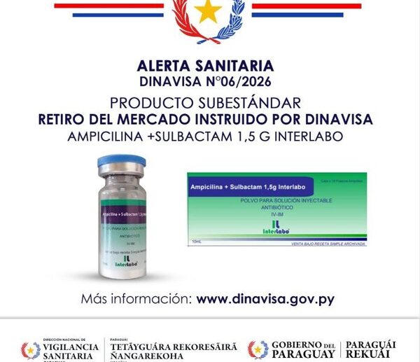 Dinavisa dispuso retiro de lote de fármacos contaminados del mercado