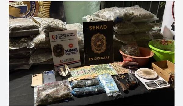 Senad desarticula red de microtráfico en Pilar: incautan cocaína, 28 kg de marihuana y armas