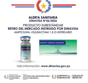 Dinavisa retira lotes de lote de Ampicilina y Sulbactam por contaminación - trece