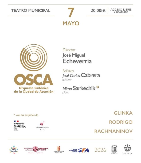 Noche de gala en Asunción: la OSCA abre temporada oficial 2026 con destacado pianista francés - ADN Digital