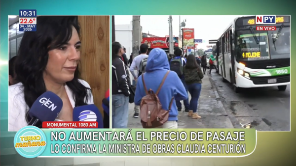 Ministra Claudia Centurión descarta aumento del pasaje, por ahora