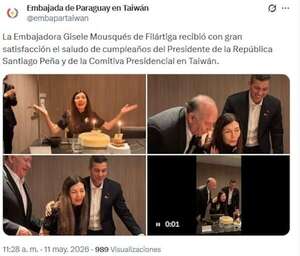Usan cuenta oficial de la Embajada en Taiwán para saludar a la “embajadora” Gisele Mousqués  - Política - ABC Color