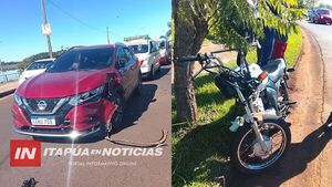 FUERTE CHOQUE EN ENCARNACIÓN DEJA A MOTOCICLISTA HOSPITALIZADO